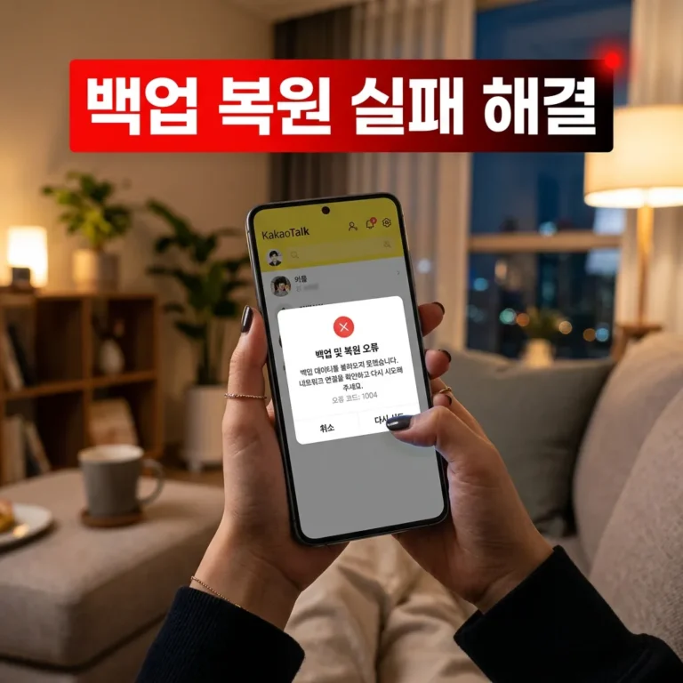 갤럭시 S26 카카오톡 백업 복원 실패 오류 해결 순서 6가지