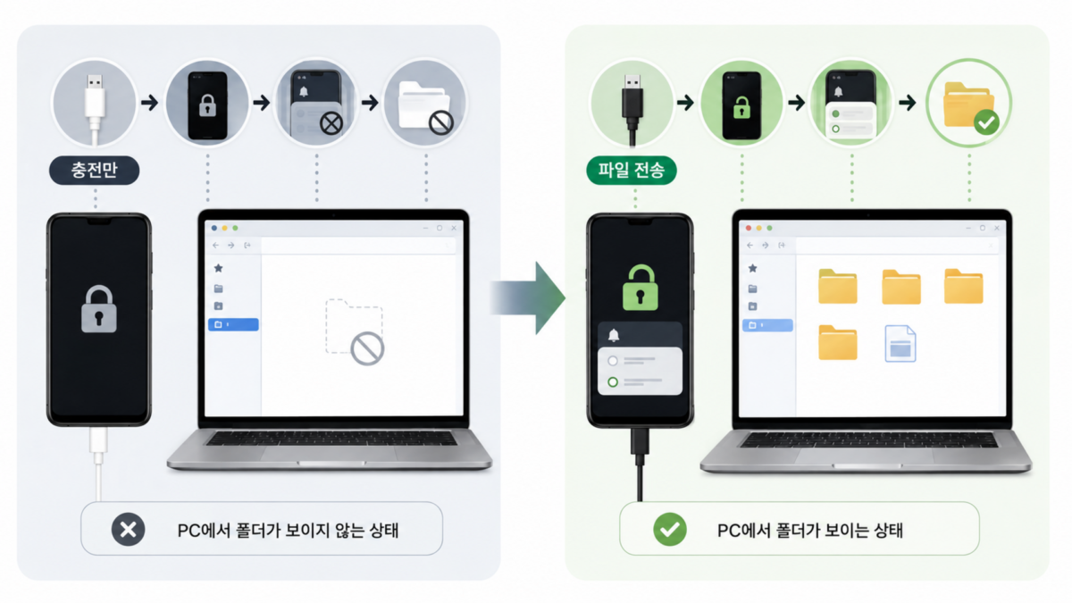 USB 파일 전송 점검 흐름
