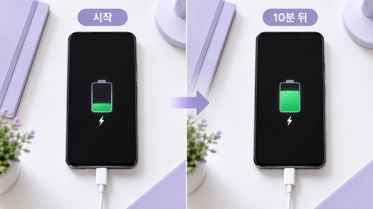 10분 전후 충전 완료 확인