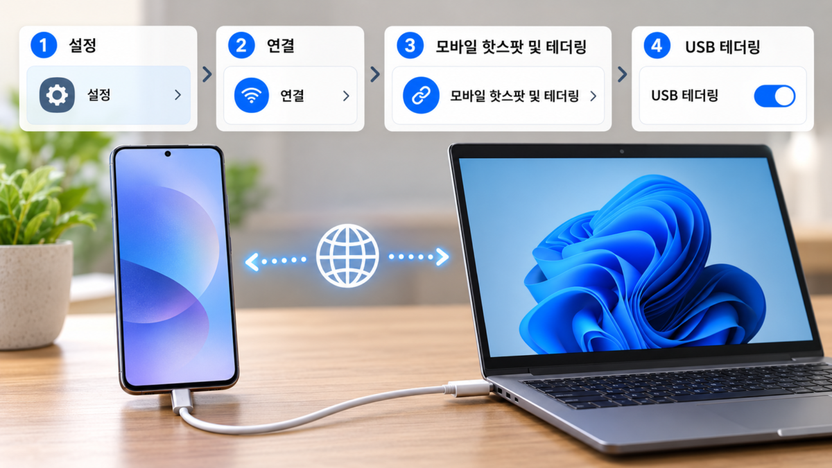 USB 테더링 설정 경로