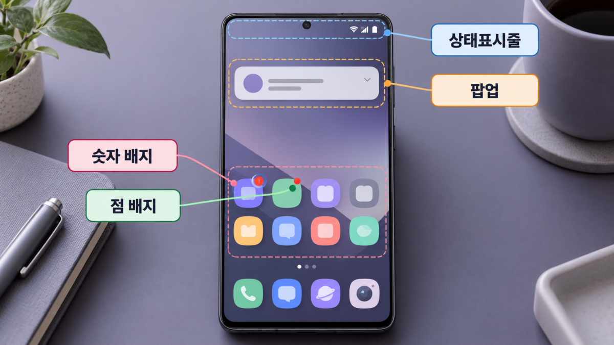 배지와 팝업 표시 설정