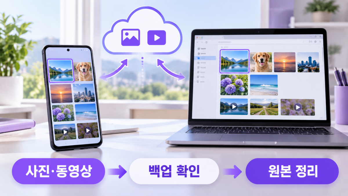 사진과 동영상 백업 확인