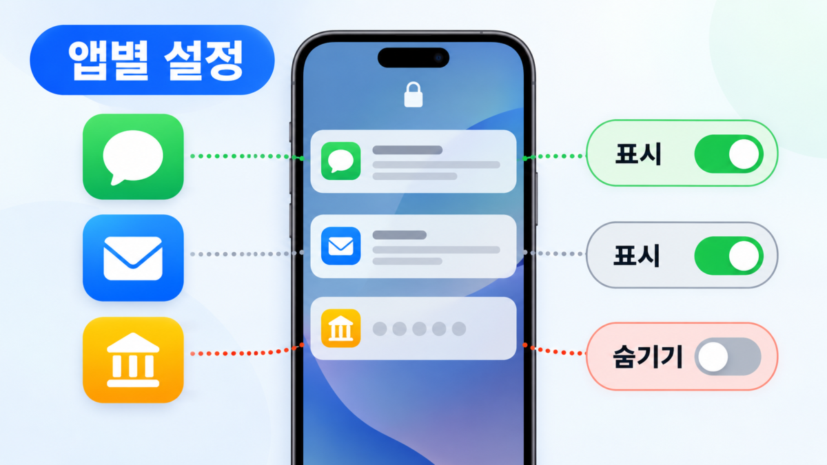 앱별 잠금화면 내용 허용
